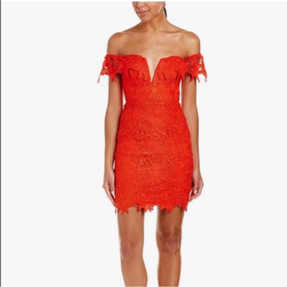 Astr Red Bodycon Off-Shoulder Dress